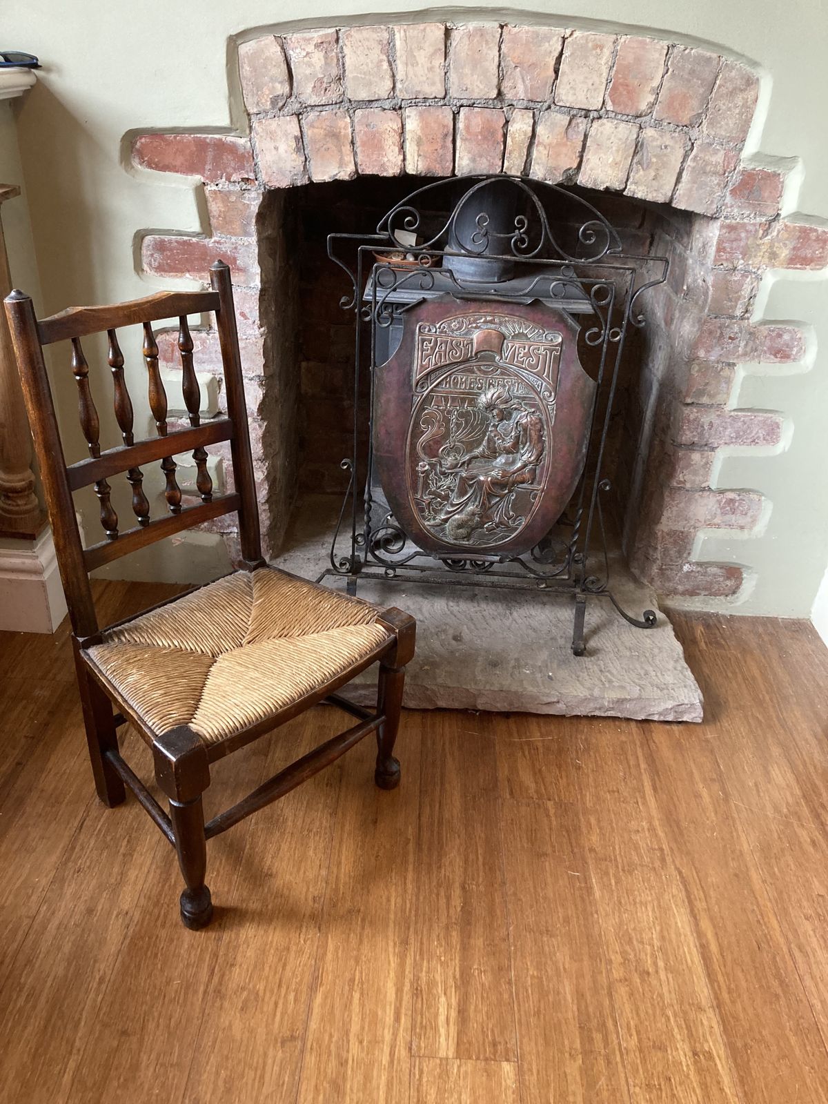 Vintage  Art And Crafts Copper And Iron Fire Screen photo vinterior