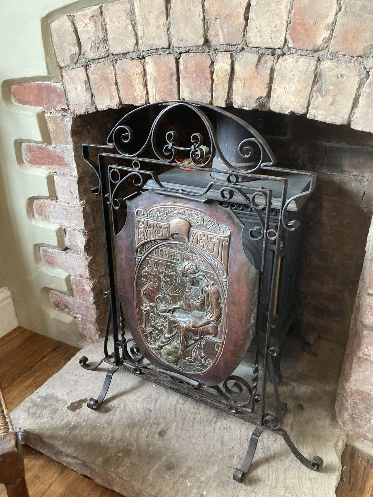 Vintage  Art And Crafts Copper And Iron Fire Screen photo buy