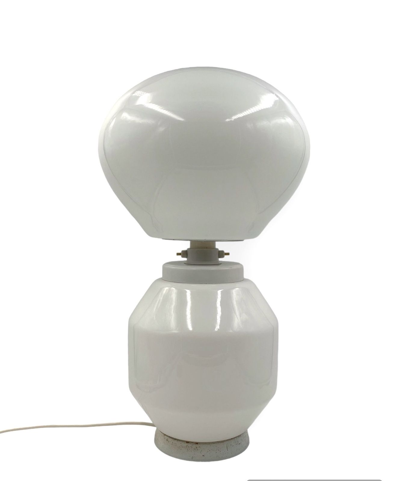 Space Age White Glass Table Lamp, Faver Italy 1970s photo Lighting