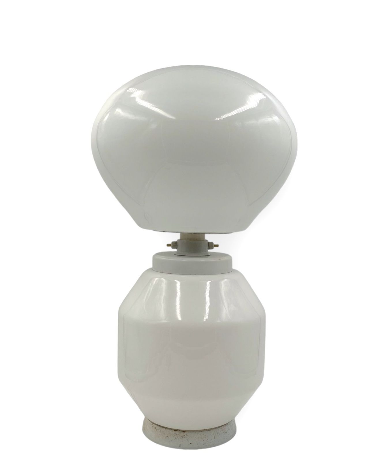 Space Age White Glass Table Lamp, Faver Italy 1970s