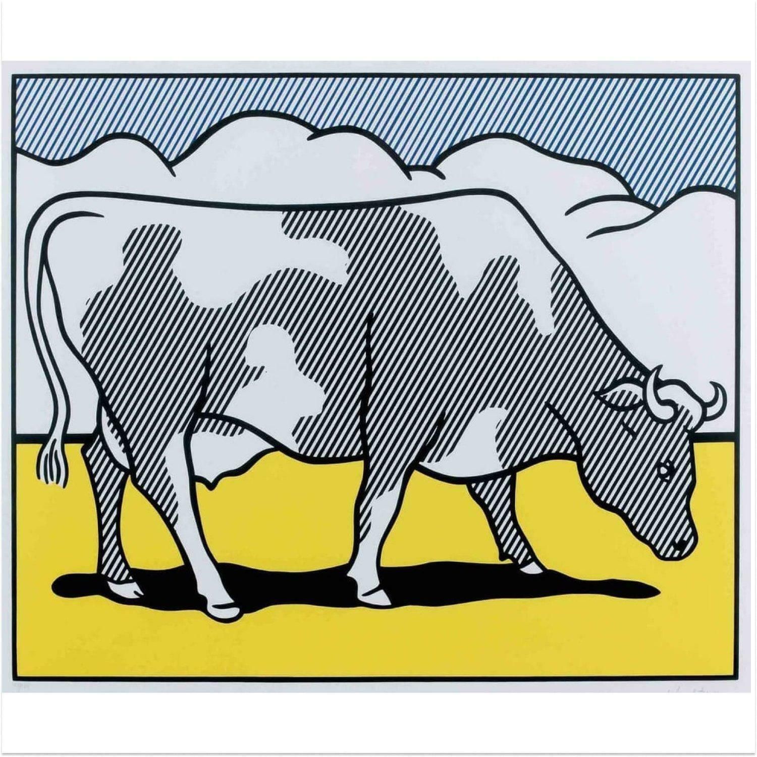 Roy Lichtenstein Cow Going Abstract By Roy Lichtenstein (After) 1980 photo furniture