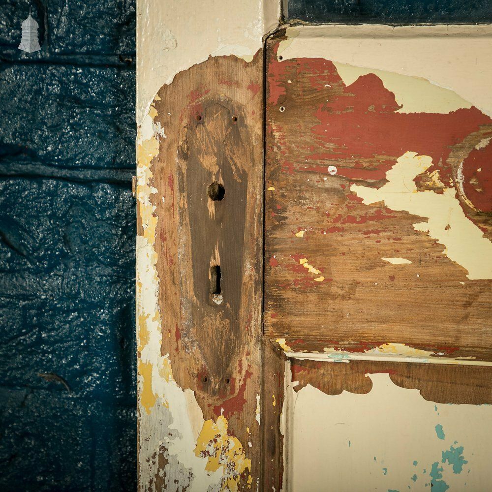 1930’s Glazed Door, 6 Over 2 With Distressed Paint Finish photo vinterior