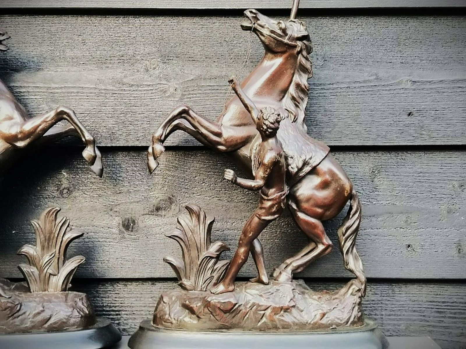 Pair Of Antique Table Lamps Horses Statues, Marly Horses, Horse Antique Decor photo Lighting