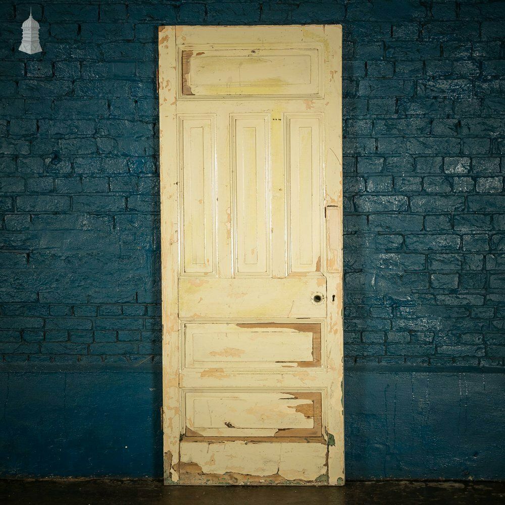 photo for sale Pine Panelled Door, Raised Fielded Panels One Side, Stop Chamfer Detailing Other Side