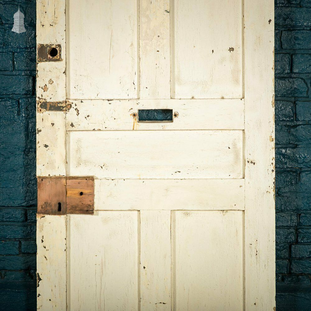 photo vinterior Pine Panelled Door, 5 Raised Panel Mouldings, Panel Distressed Paint Finish