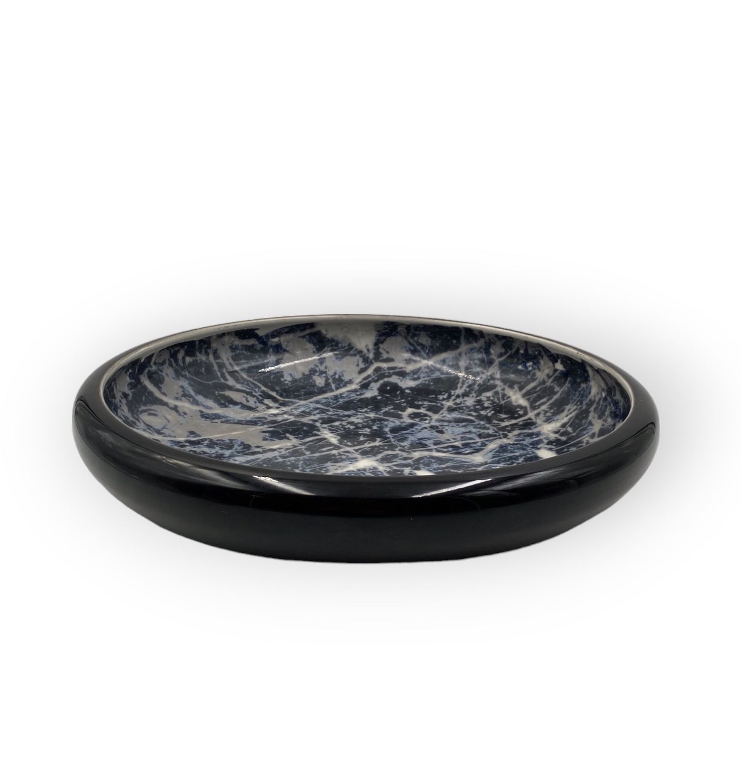 Home Decor Alvino Bagni, Black Marbled Ceramic Centerpiece / Vide Poche, Ca. 1970 photo