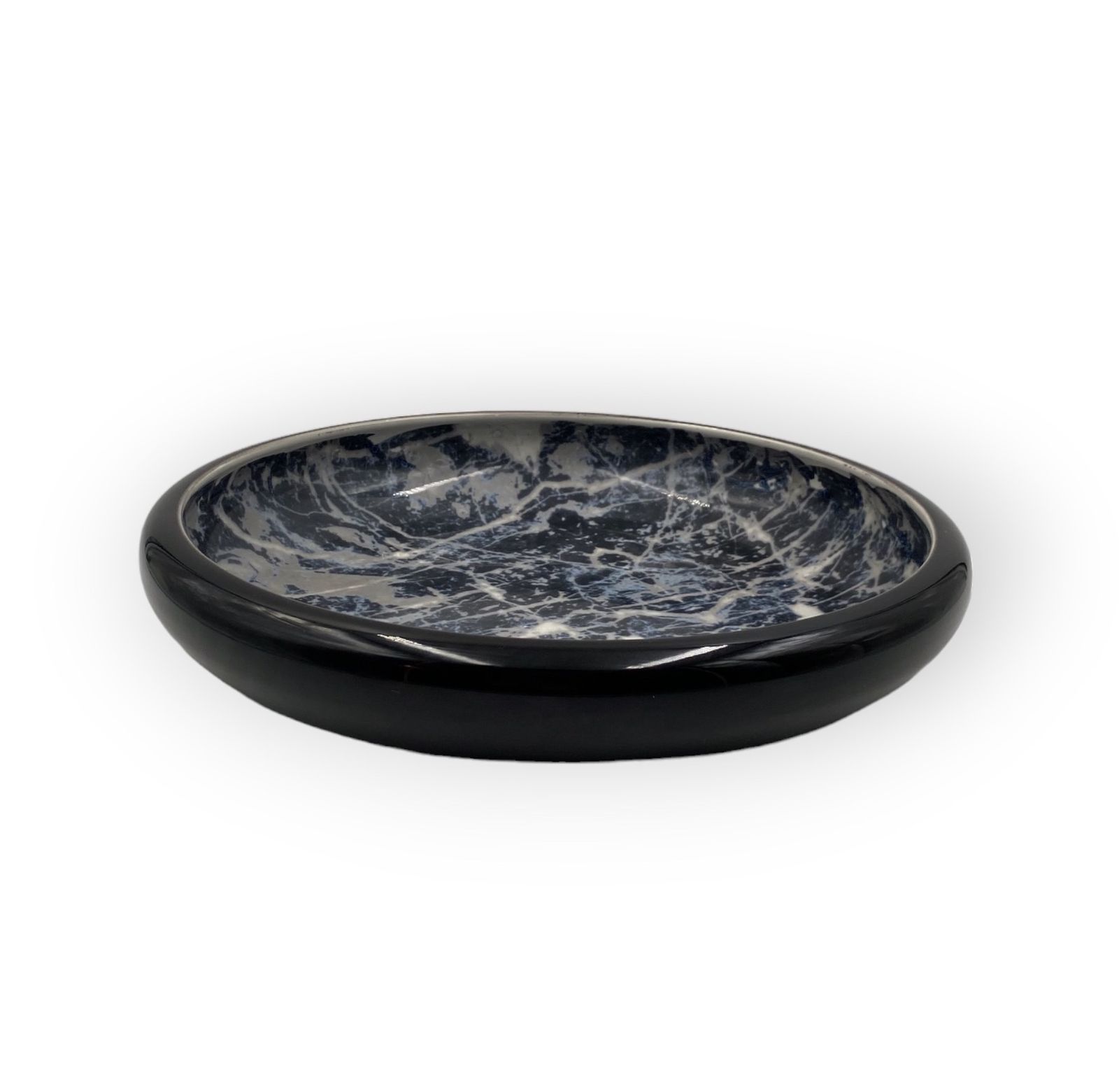 photo buy Alvino Bagni, Black Marbled Ceramic Centerpiece / Vide Poche, Ca. 1970