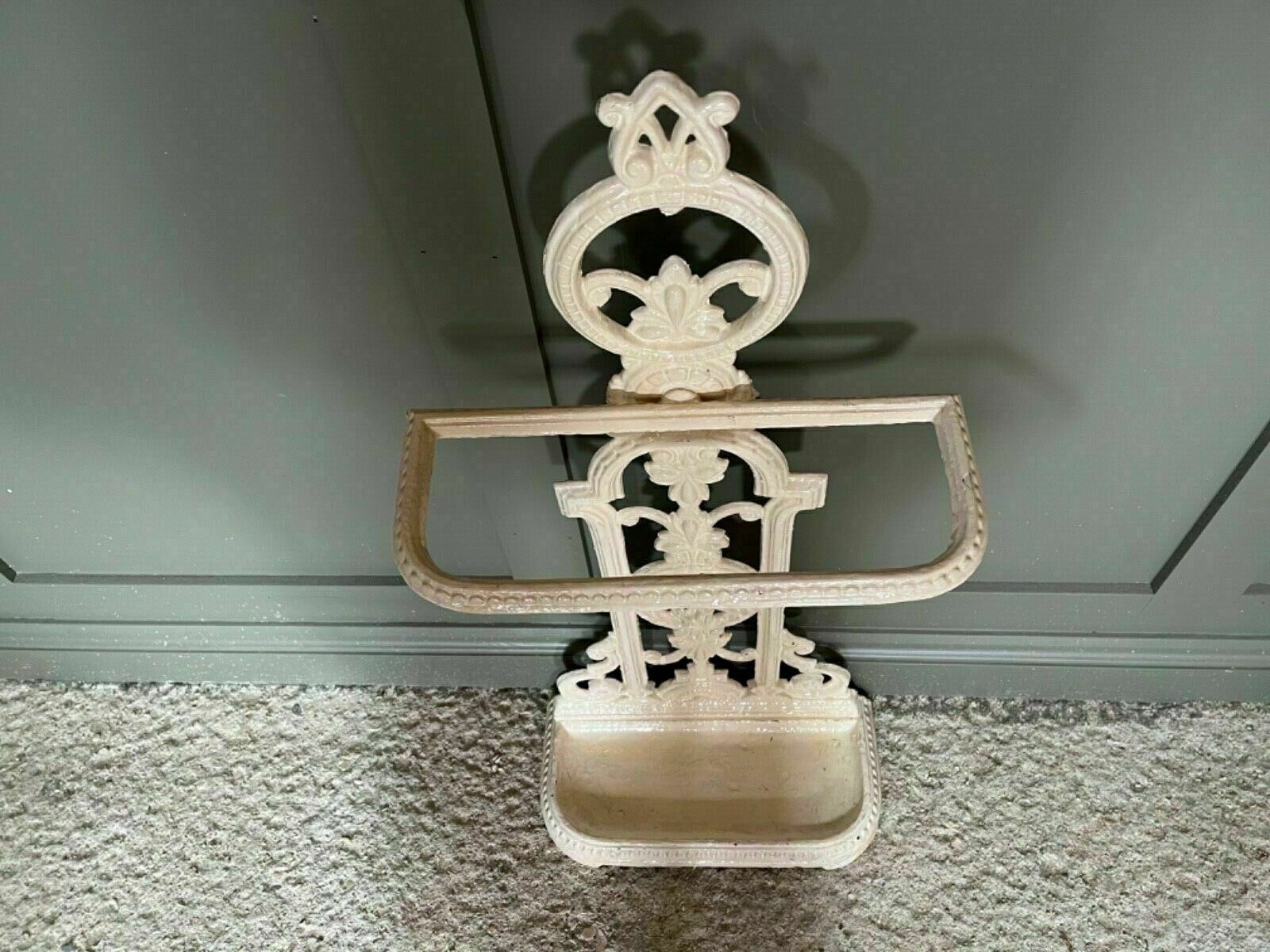 Victorian Stick Stand Cast Iron Umbrella Stand Painted Cream 1800’s photo 125.0