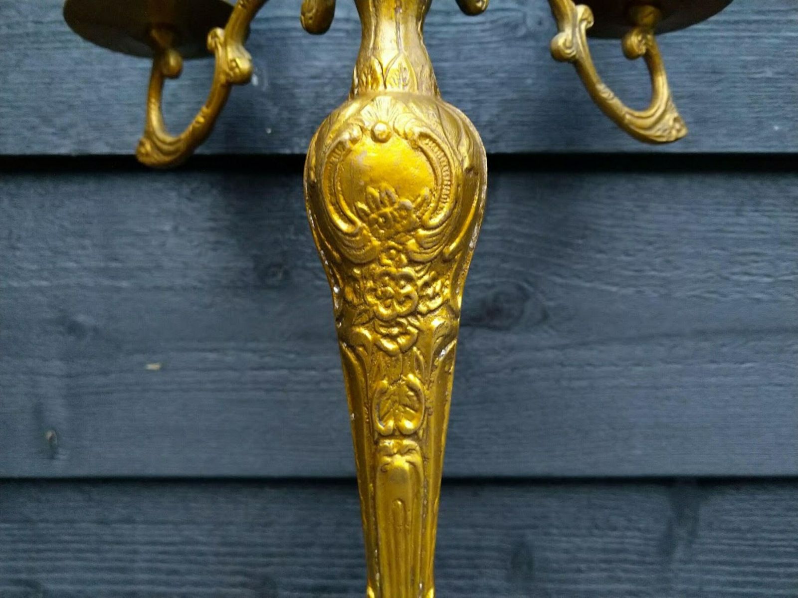 Large Baroque Gold Candelabra For 5 Candles Centerpiece, Fireplace Gold Candelabra Christmas, Wedding Candle Holder photo vintage