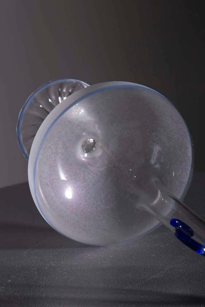 Antique Italian Murano Blown Glass Vase Blue photo vintage