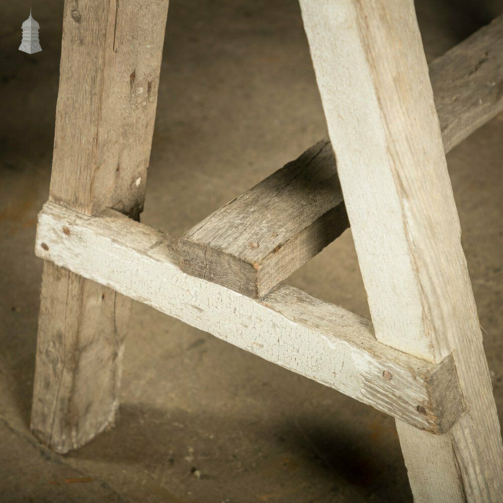 photo for sale Vintage Wooden Trestles, Pair Of Rustic Workshop Trestles