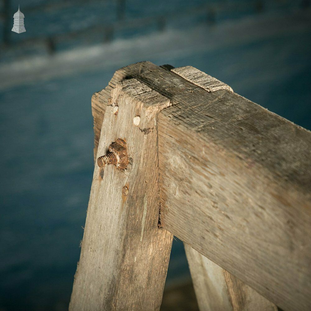 photo vinterior Vintage Wooden Trestles, Pair Of Rustic Workshop Trestles
