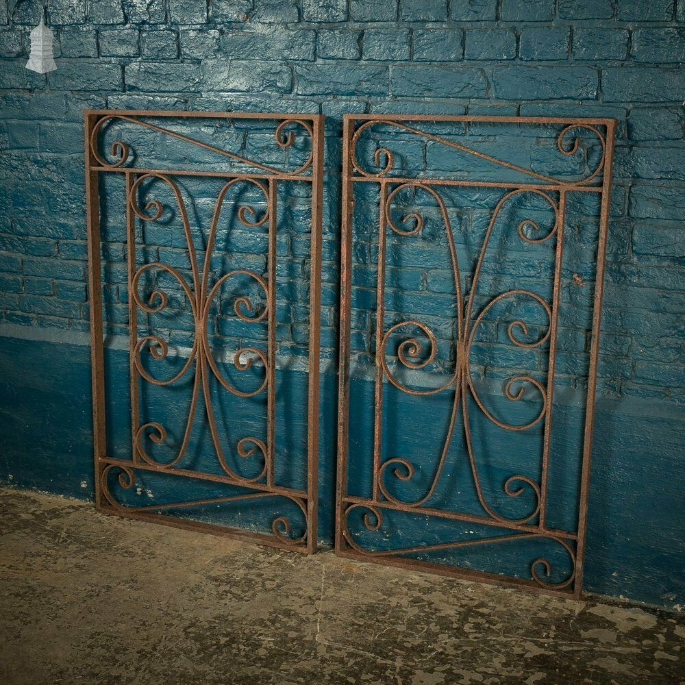 Railing Panels Pair Of Wrought Iron Scroll Design Gate Panels photo for sale