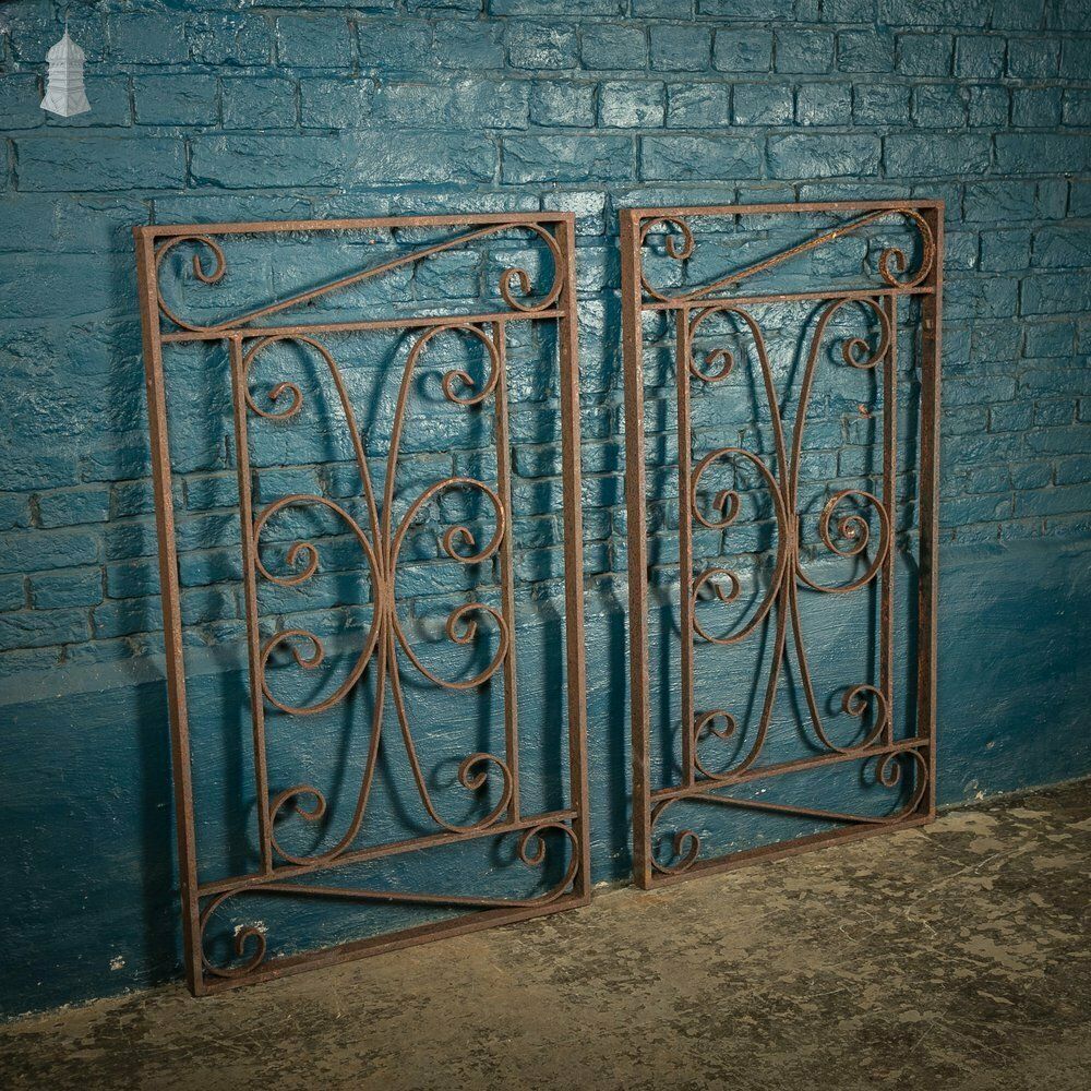 300.0 Railing Panels Pair Of Wrought Iron Scroll Design Gate Panels photo