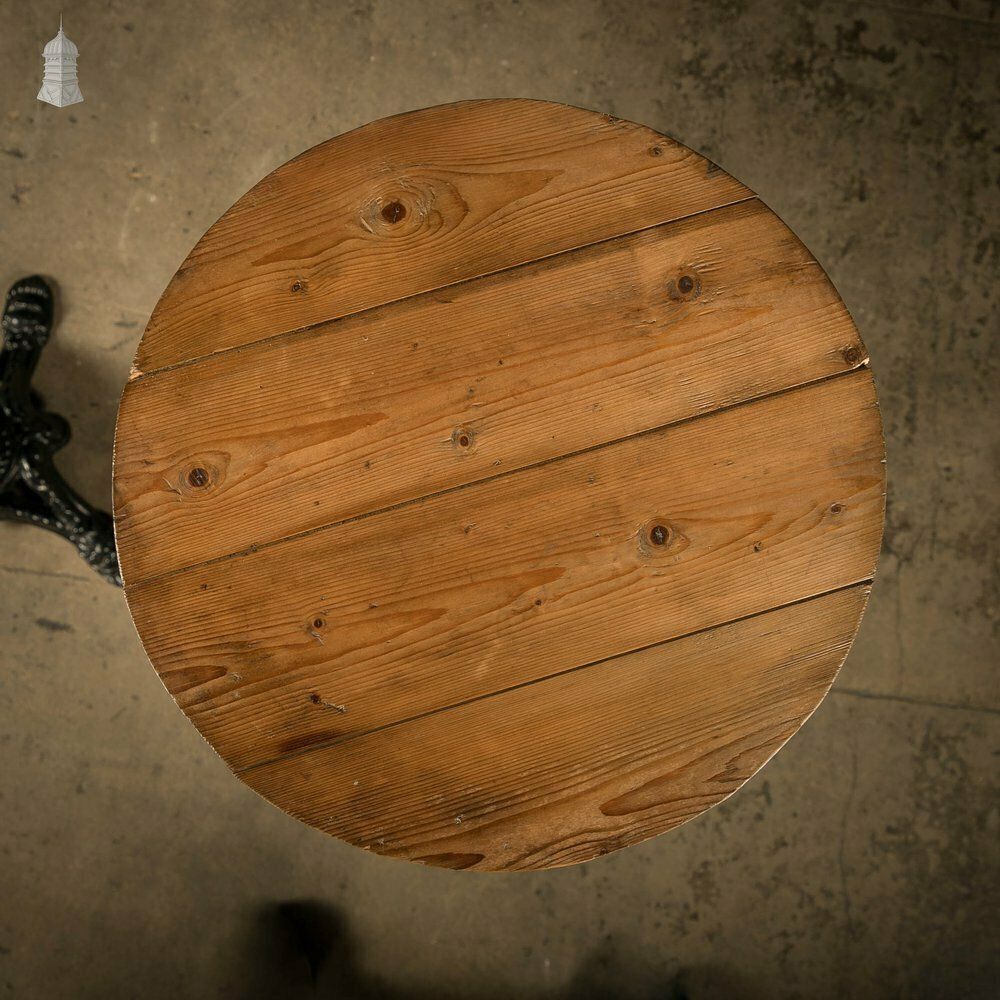 330.0 Round Bistro Tables, Reclaimed Pine Tops On Cast Alloy Bases, Pair photo