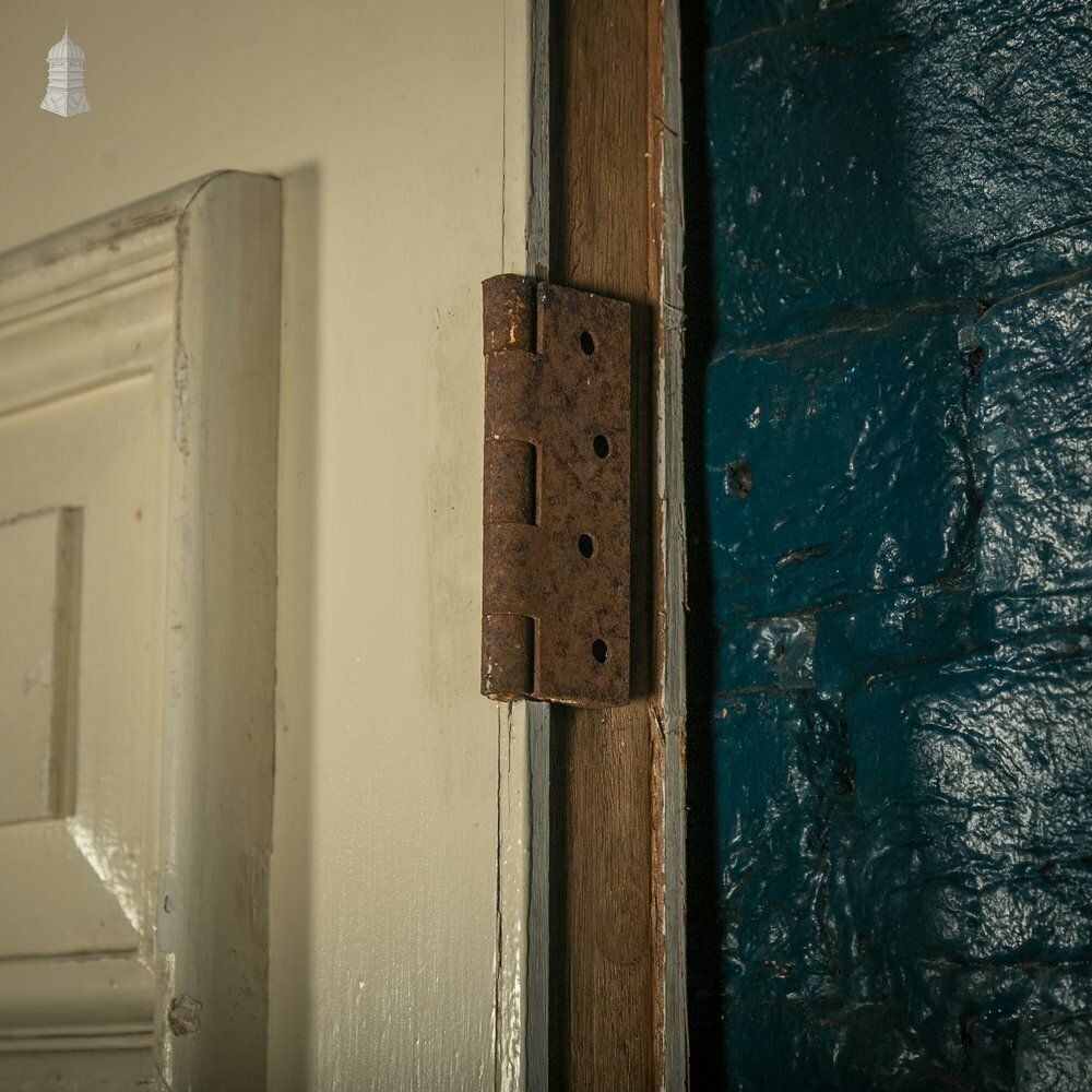 Heavy Fire Door With Mouldings On One Side To Create Panelled Appearance. photo vintage