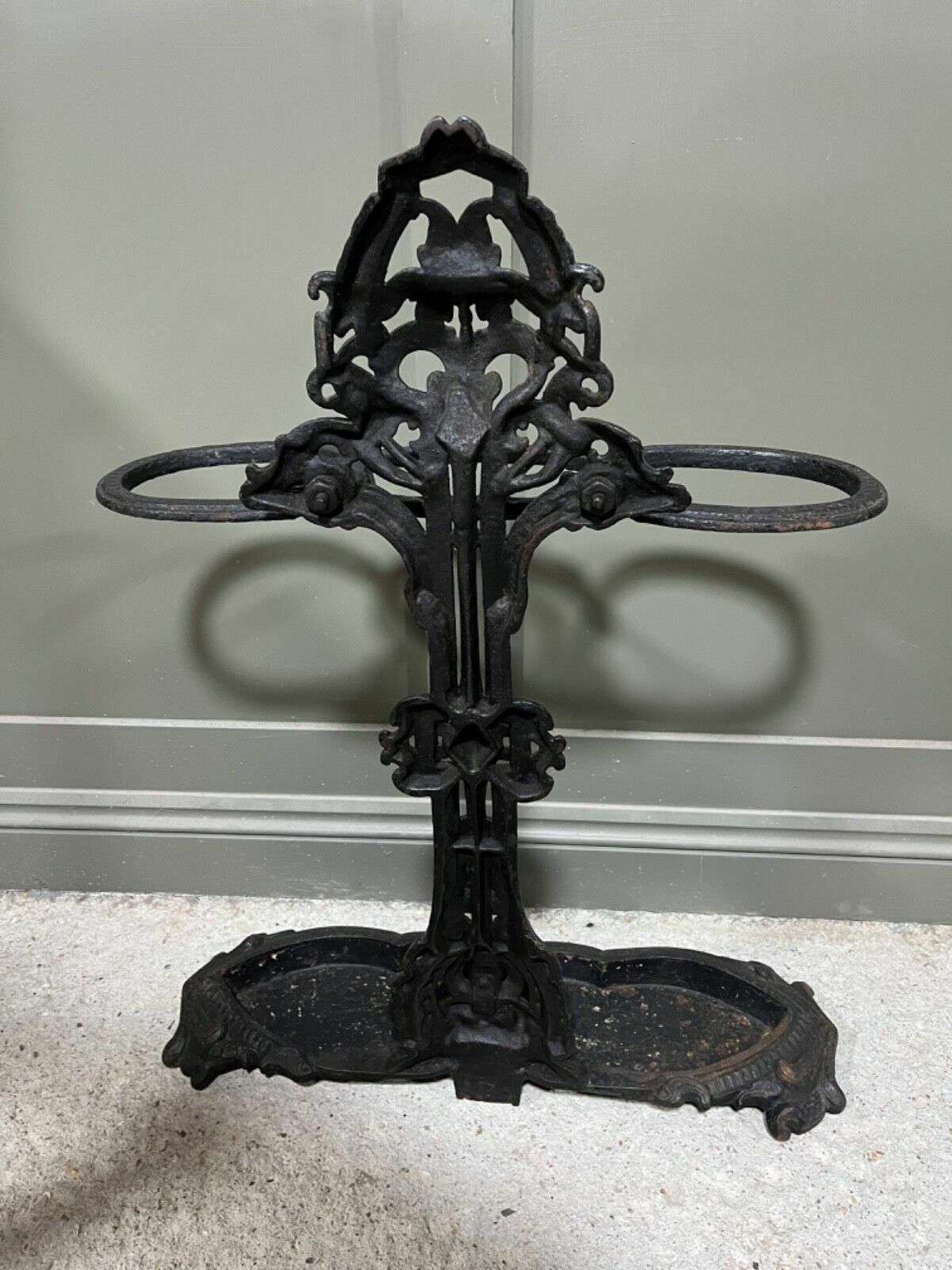 Victorian Stick Stand Cast Iron Umbrella Stand Stamped A Kenrick No. 43 1800’s photo vinterior