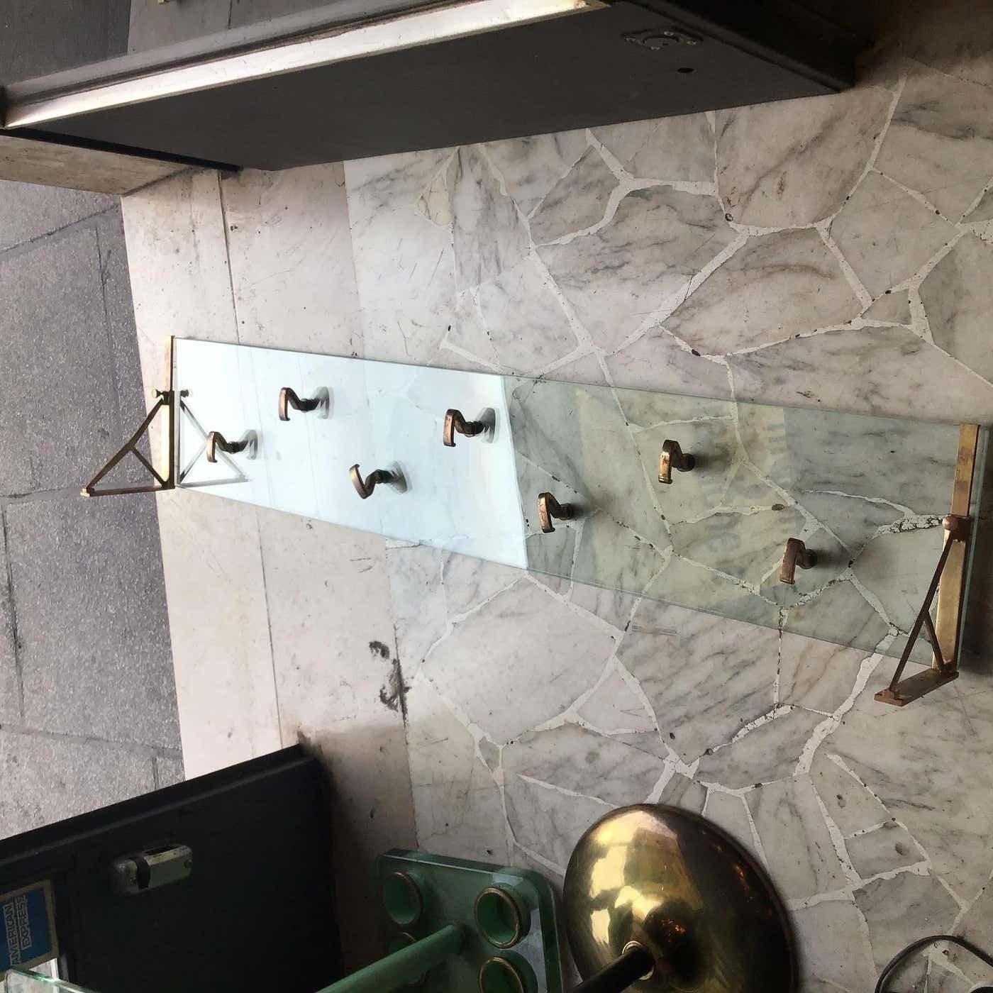 2618.0 Osvaldo Borsani Coat Hanger Glass Brass 1940 Italy photo