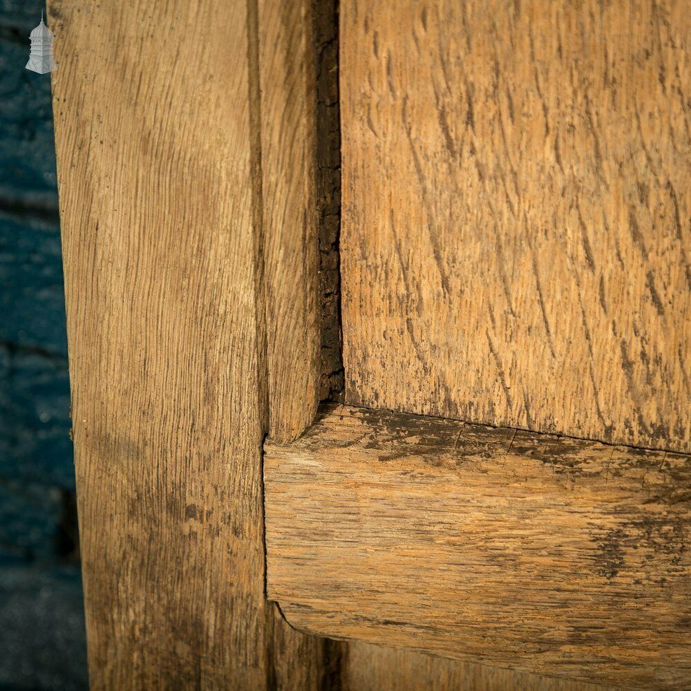 Solid Oak Framed Door, Veneered Panels With Visible Deterioration photo vintage