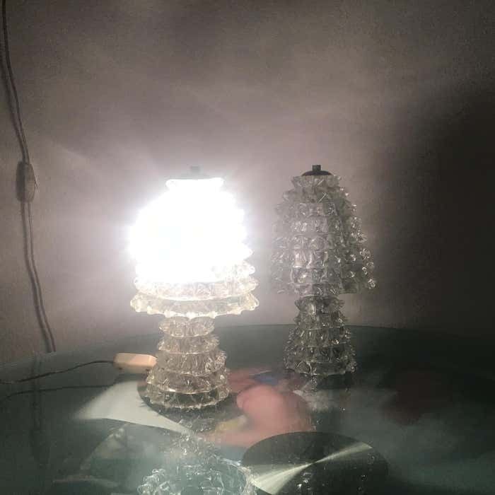 photo vinterior Barovier E Toso Pair Of "Rostrate" Table Lamps Murano Glass 1940 Italy