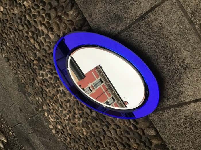 Cristal Art Couple Mirror Glass Crome Wood 1970s photo buy