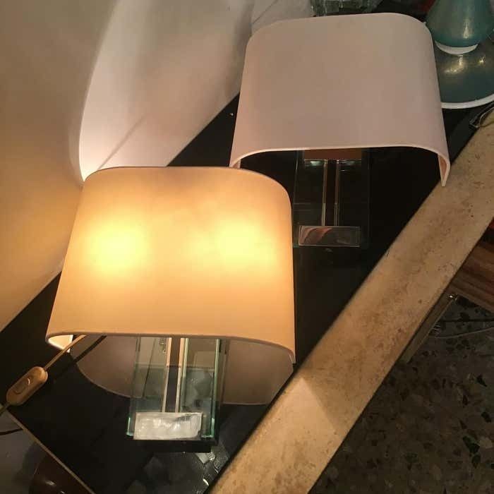 Fontana Arte Sconces/Appliques Metal Crome Glass Lampshade 1968 Italy photo 3494.0
