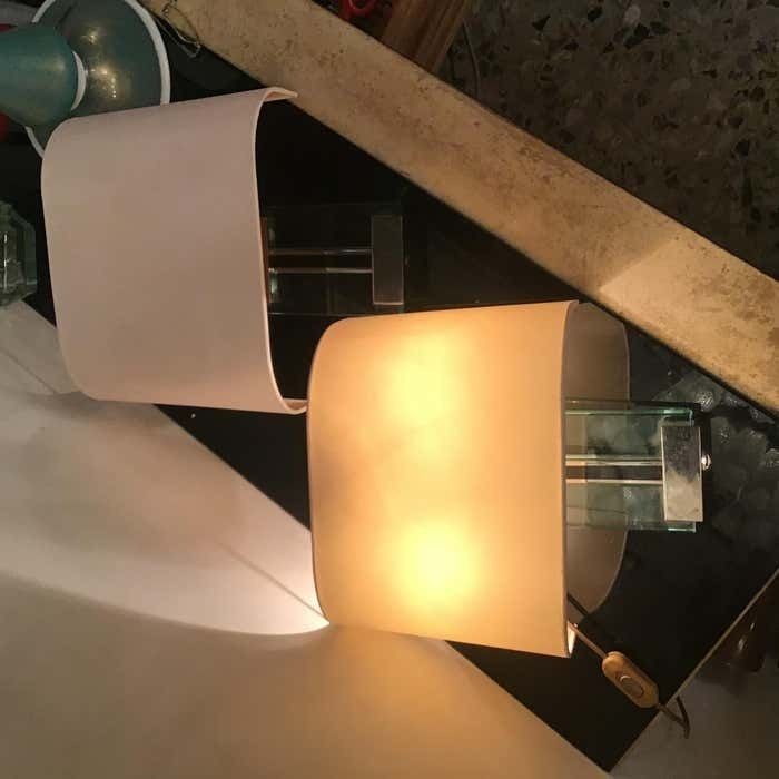 photo furniture Fontana Arte Sconces/Appliques Metal Crome Glass Lampshade 1968 Italy