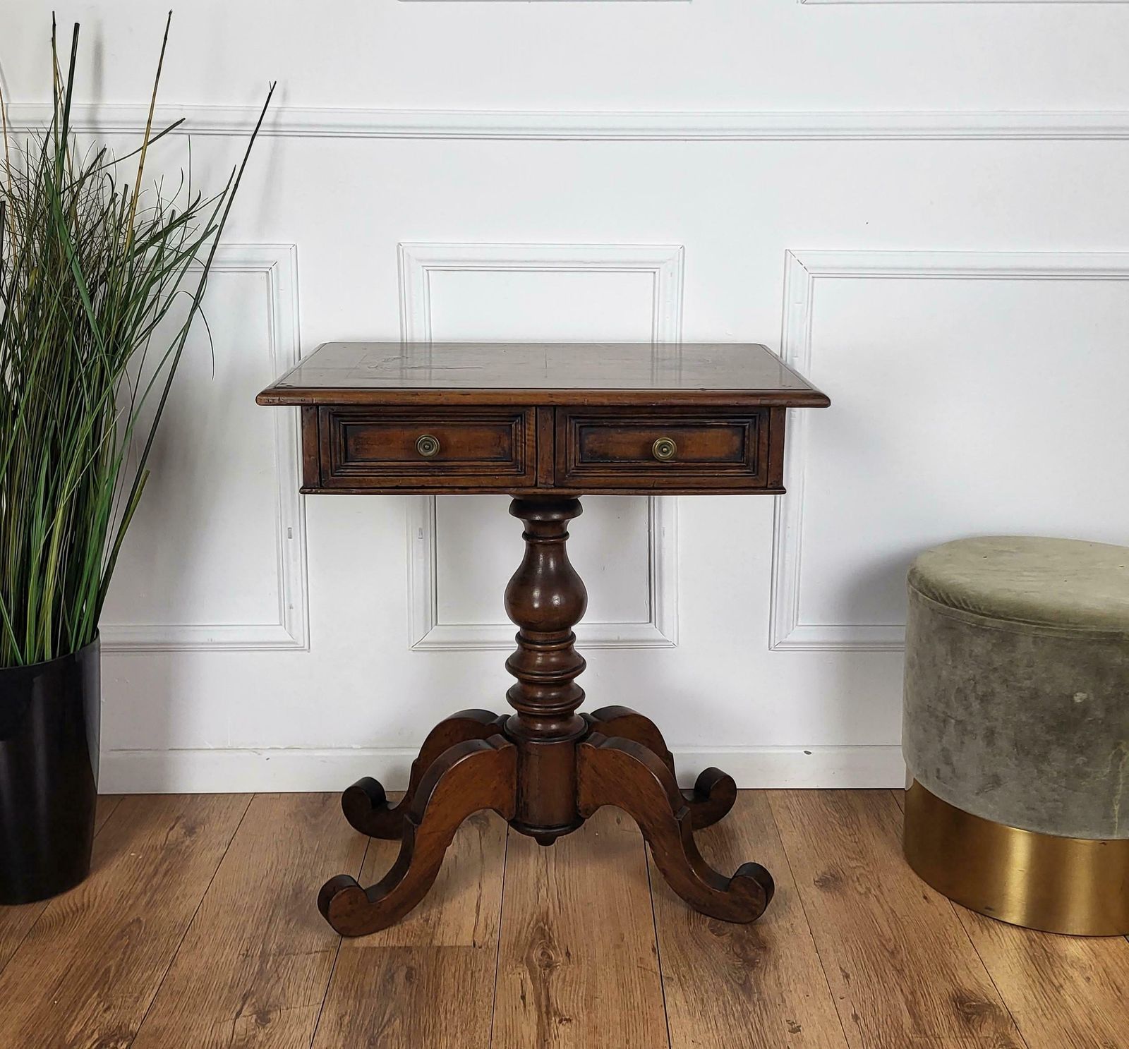 Antique Italian Walnut Side Table photo vintage