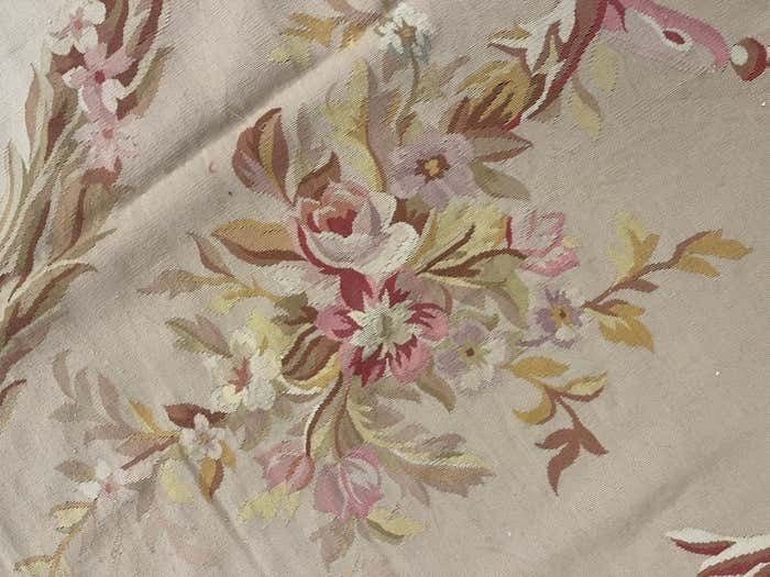 Rococo Aubusson Rug Beige Pink Handwoven Carpet Wool Livingroom Rug Home Decor photo buy