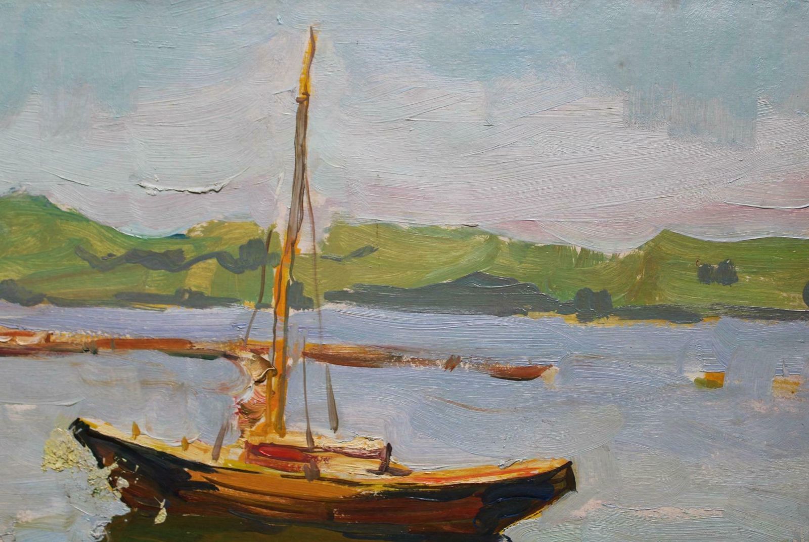 German Dontsov Boats. 1958. Cardboard, Oil,  1958 photo for sale
