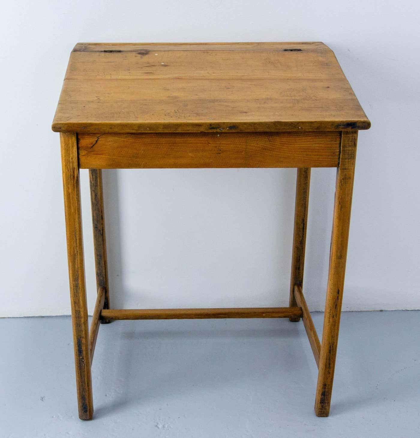 Student Pine Writing Table Slant Top Desk France, Early 20th C photo for sale