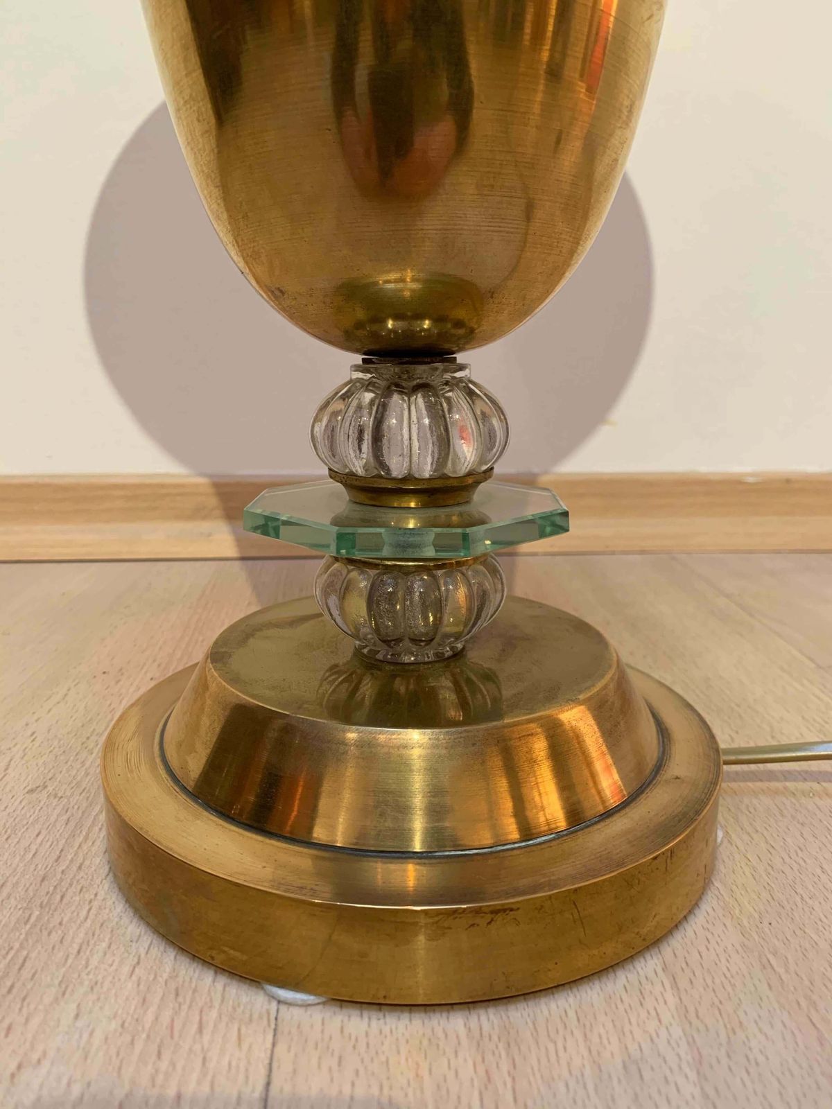 Art Deco Table Lamp, Brass And Glass, Paris, France, Circa 1930 photo 784.32