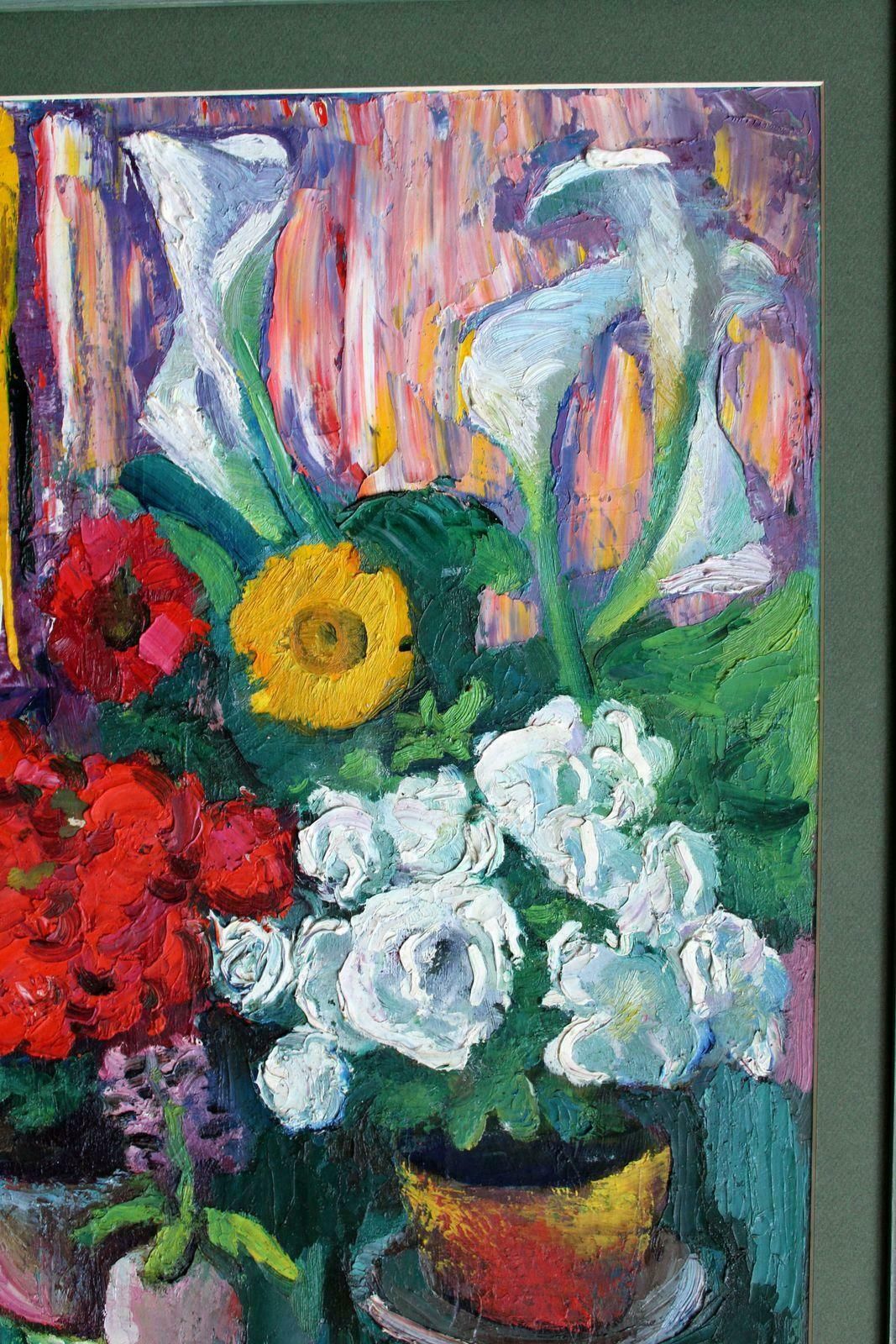 Dmitry Panichev Flowers. Cardboard, Oil photo vintage