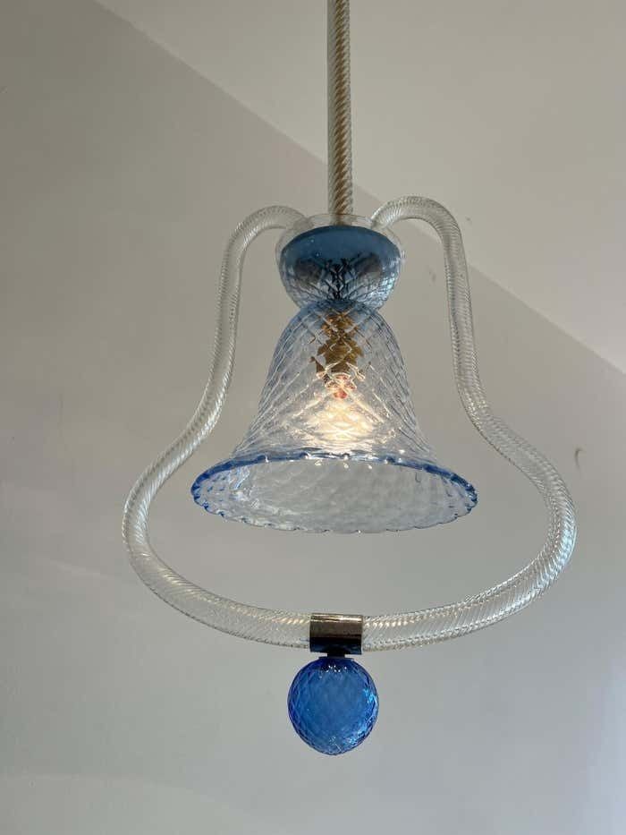 photo vinterior Charming Italian Lantern Chandelier By Barovier & Toso, Murano, 1950s