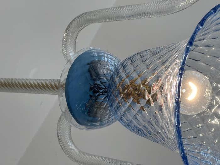 photo vintage Charming Italian Lantern Chandelier By Barovier & Toso, Murano, 1950s