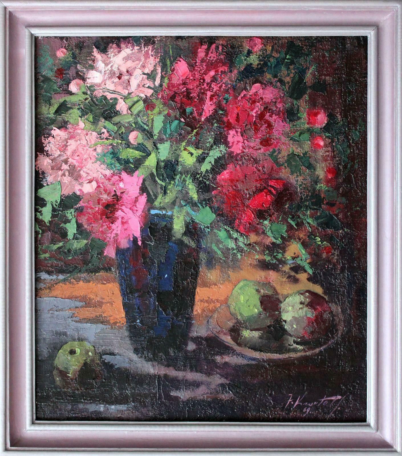 Janis Krontals Still Life With Peonies. 1969, Plywood, Oil, photo furniture