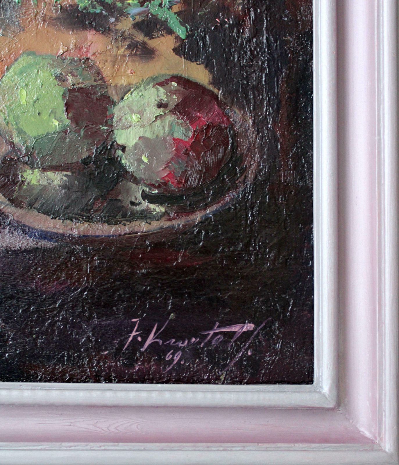 photo for sale Janis Krontals Still Life With Peonies. 1969, Plywood, Oil,