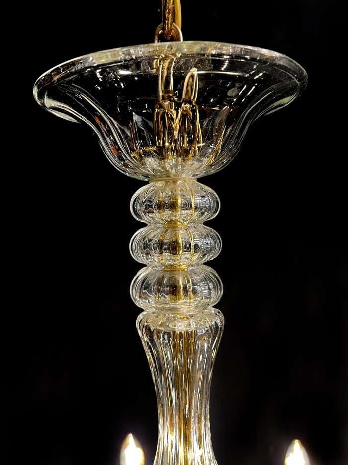 photo furniture Italian Chandelier Gold Inclusion By Barovier & Toso, Murano, 1970s