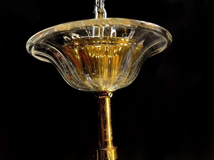 photo for sale Italian Chandelier Gold Inclusion By Barovier & Toso, Murano, 1970s