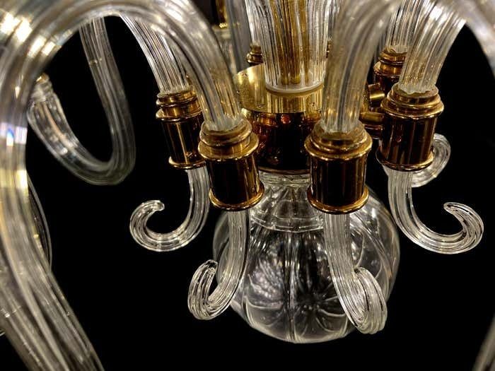 6289.0 Italian Chandelier Gold Inclusion By Barovier & Toso, Murano, 1970s photo