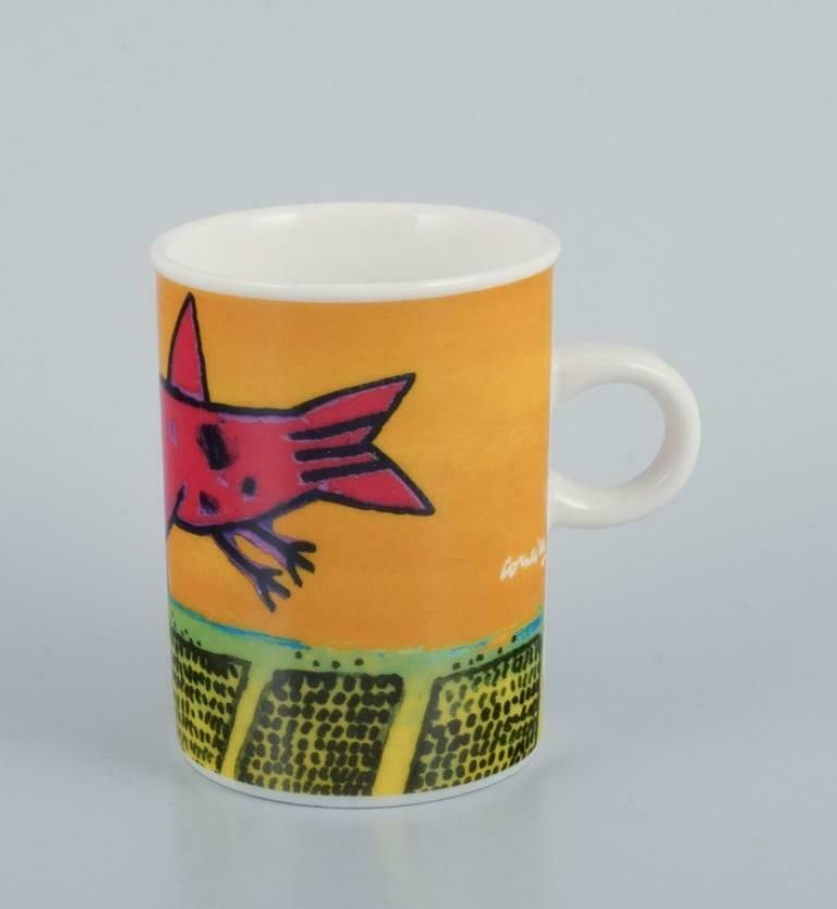 Corneille, Dutch Cobra Artist. Coffee Cup, Plate And Egg Cup With Birds 1980/90s photo furniture
