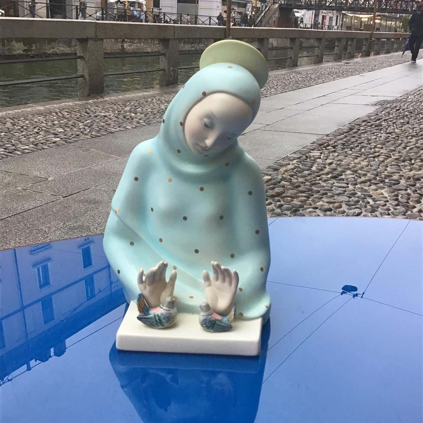 photo vinterior Lenci " Madonna Of Peace" Ceramic 1950 Italy
