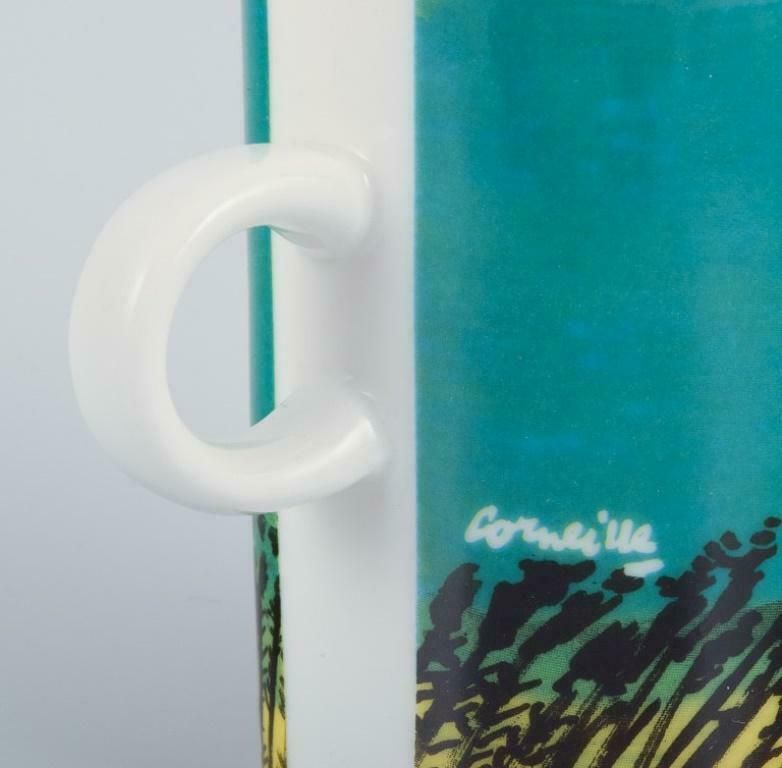 Corneille, Dutch Cobra Artist. Coffee Cup, Plate And Egg Cup In Porcelain. photo Home Decor