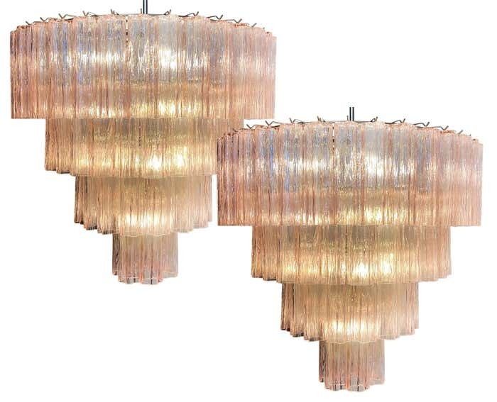 photo furniture Pair Majestic Pink Murano Chandelier By Valentina Planta