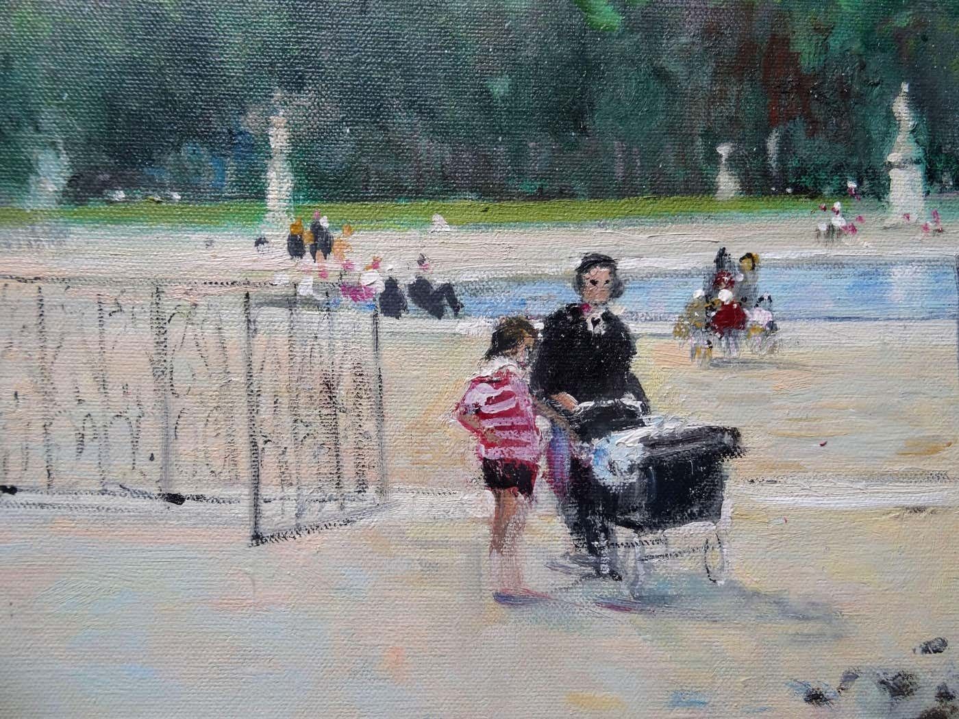 Jules René Hervé Le Grand Basin Des Tuileries. Oil On Canvas. photo Art