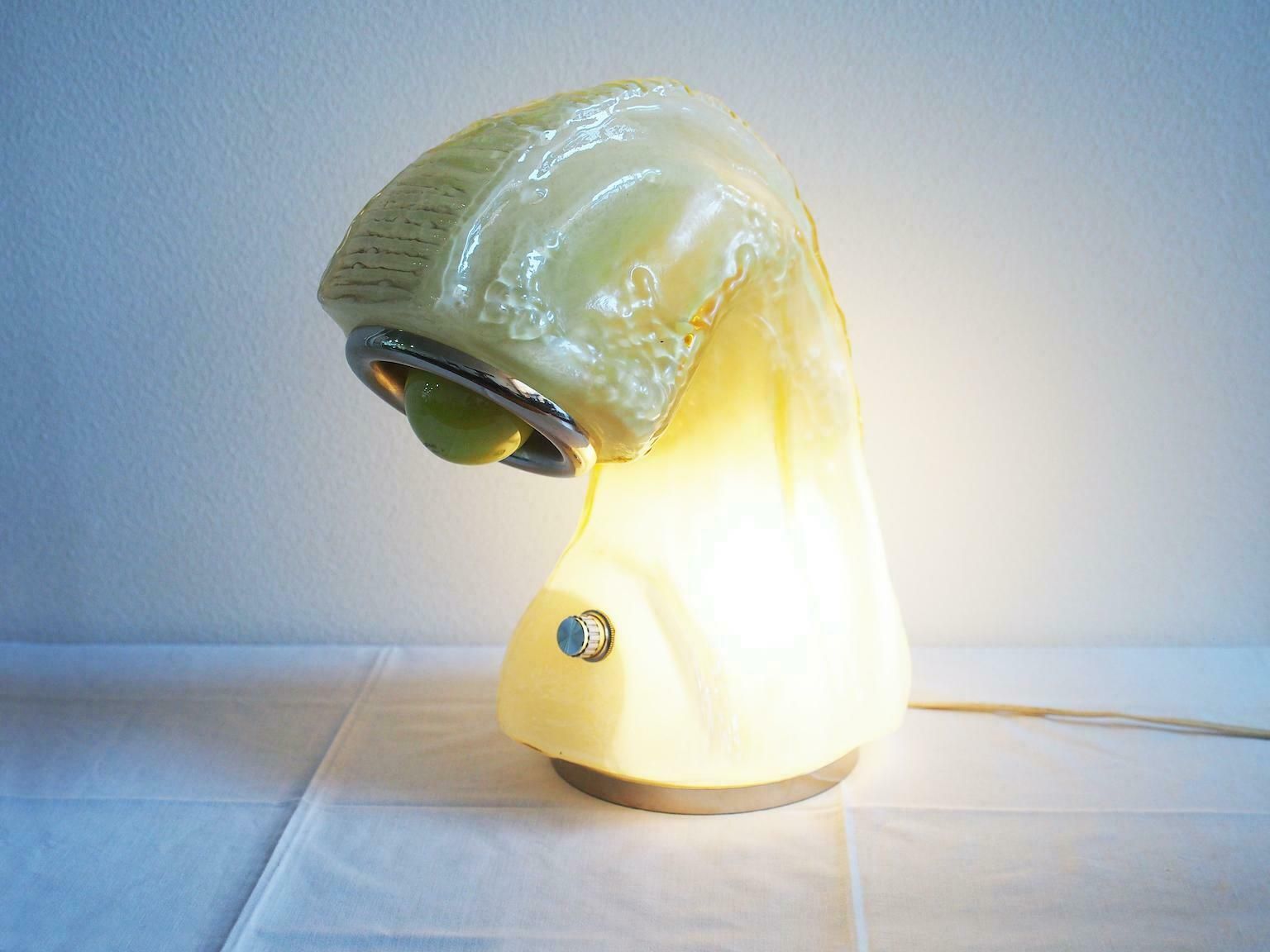 photo for sale Murano Glass And Chromed Metal Table Lamp By Carlo Nason For Mazzega