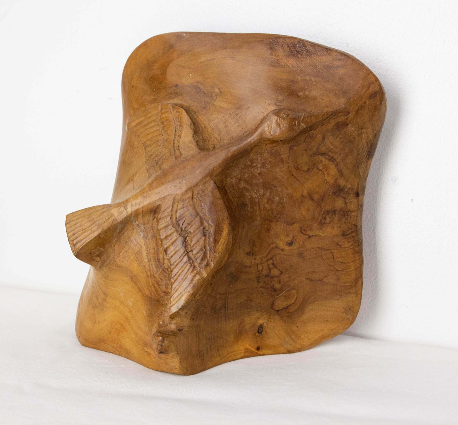 French Olive Wood Sculpture Flying Goose & Vide Poche Reversible Objet, C 1970 photo furniture