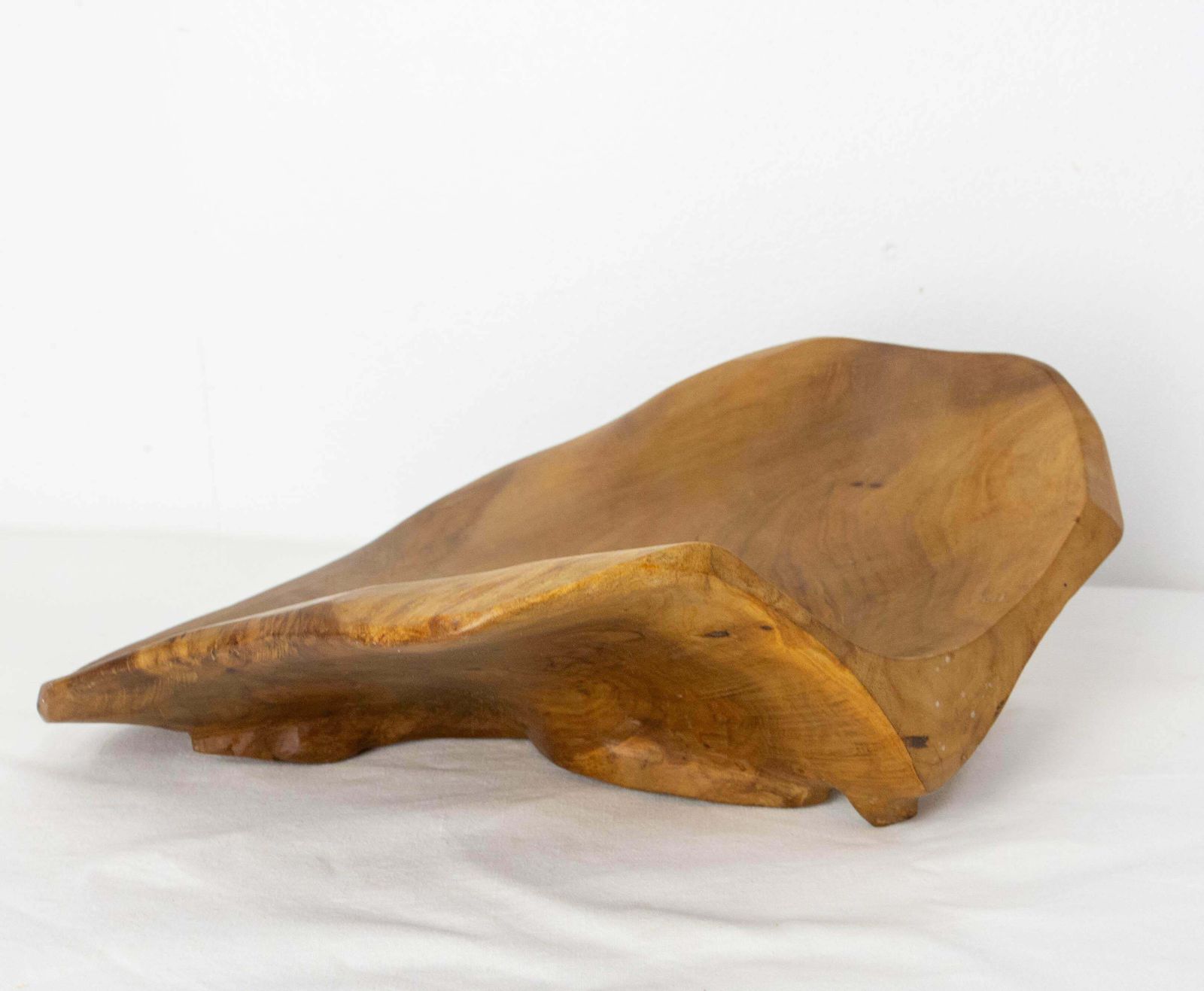 French Olive Wood Sculpture Flying Goose & Vide Poche Reversible Objet, C 1970 photo vintage