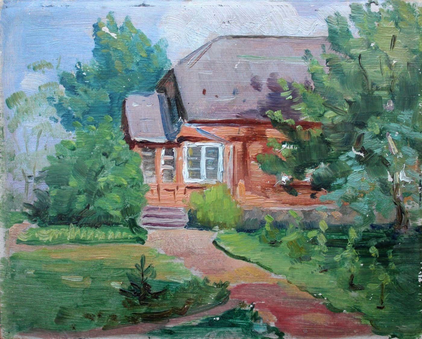 Olgerts Saldavs Yard. Oil On Cardboard photo furniture