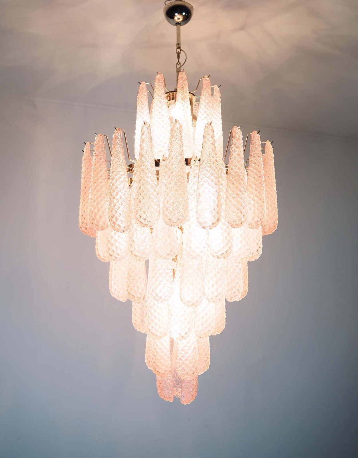 Italian Pink And White Petal Chandeliers, Murano photo 3145.0
